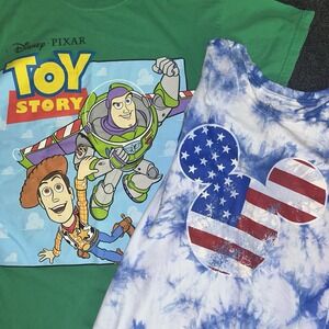 Set of 2 Walt Disney Shirts Tye Die Mickey Toy Story Mens M‎